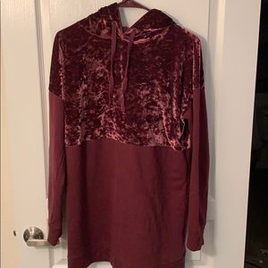 Burgundy velvet hoodie